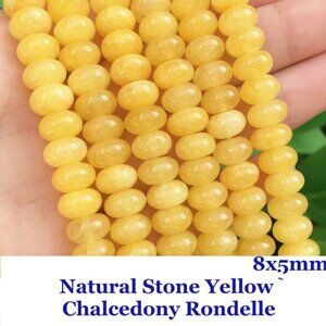 Natural Stone Yellow Chalcedony Abacus Shape  8x5mm